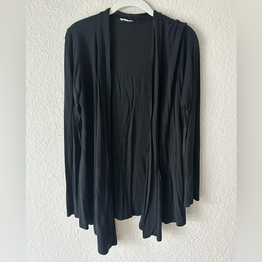 Prospect Black Open Front Cardigan Women’s L Draped Lightweight